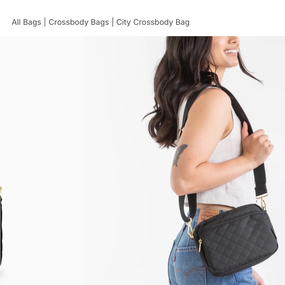 CANVELLE NWT Black Quilted Crossbody Bag, Medium size - NWT ships fast - Picture 2 of 11